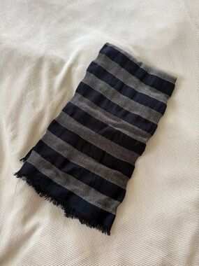 Banana Republic Navy and Gray Striped Lightweight Scarf